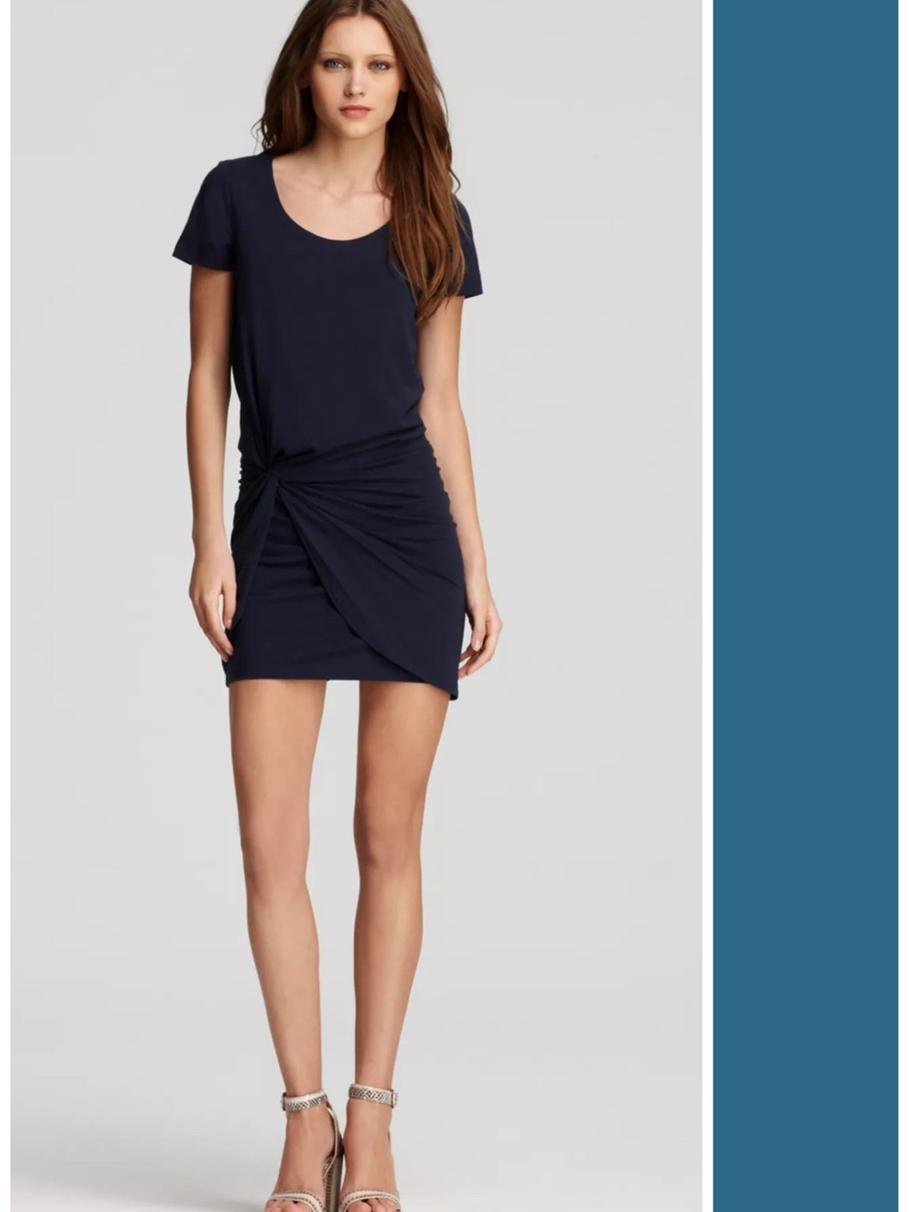 Theory Stretch Knotted Graceline Mini Dress in Black Size M EUC Capsule Minimal